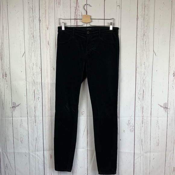 J Brand Denim - J Brand Super Skinny High-Rise Black Velour Pants